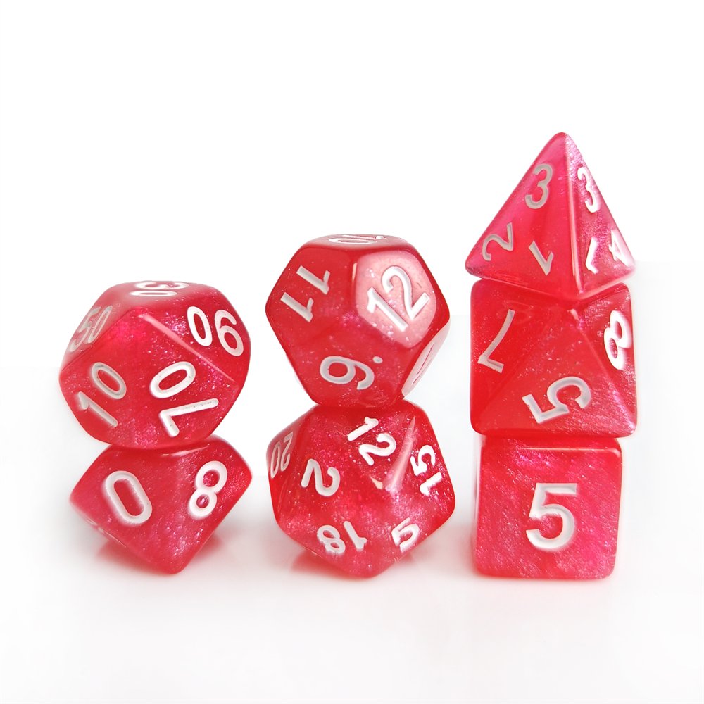 New Acrylic DND Dice Set Single Color Transparent Glitter Polyhedron Plastic Dice for Dungeons and Dragons RPG Board Game