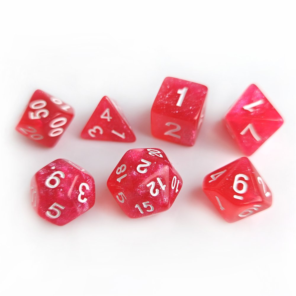 New Acrylic DND Dice Set Single Color Transparent Glitter Polyhedron Plastic Dice for Dungeons and Dragons RPG Board Game