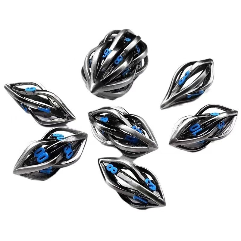 New Metal Release DND Hollow Metal Dice Set D&D for Dungeons and Dragons Polyhedral Role Playing D and D Dice for Tabletop RPG