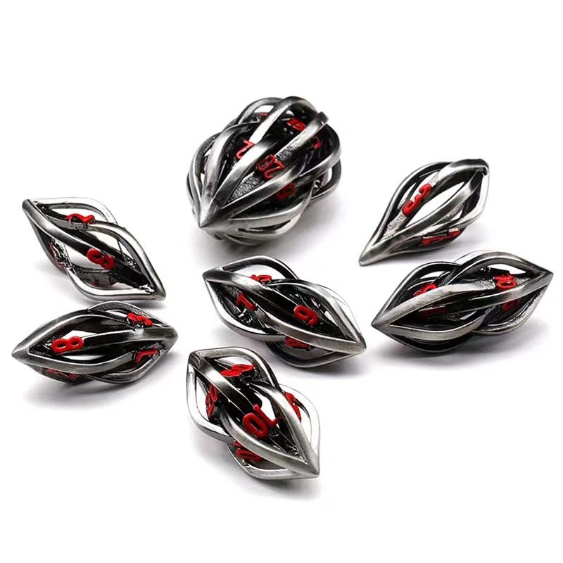 New Metal Release DND Hollow Metal Dice Set D&D for Dungeons and Dragons Polyhedral Role Playing D and D Dice for Tabletop RPG