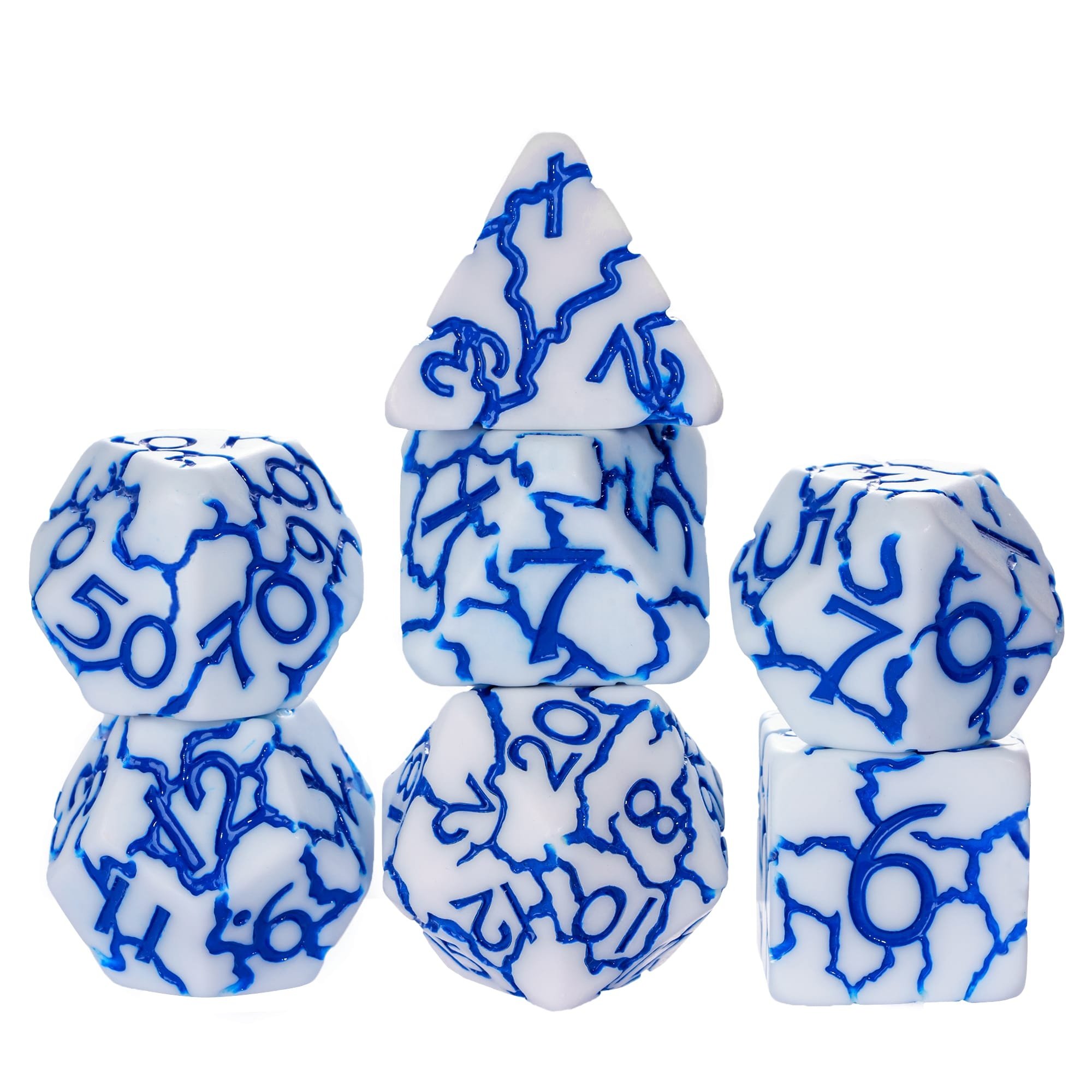 Udixi Plastic RPG Polyhedral Dungeons and Dragons d&d Resin custom logo crack white Dice Set