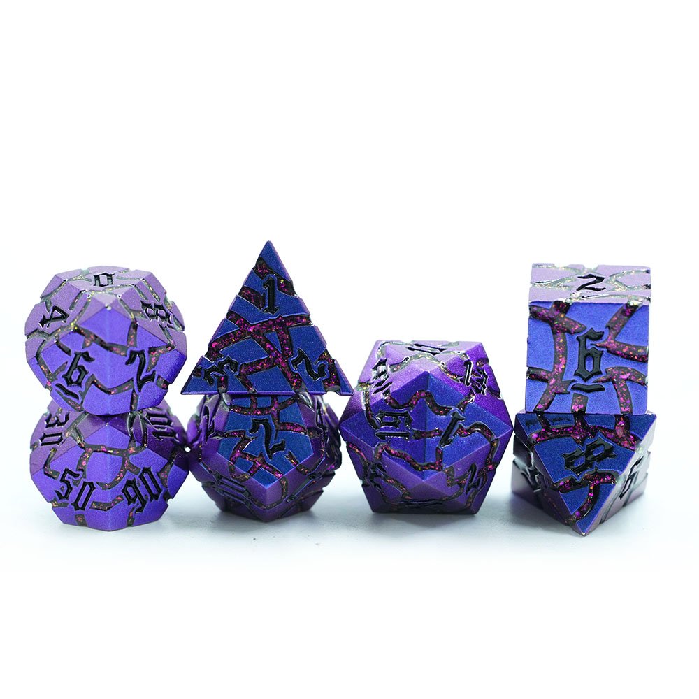 Board Game Dice Set Polyhedral Metal Mica Crack Dice 7pcs