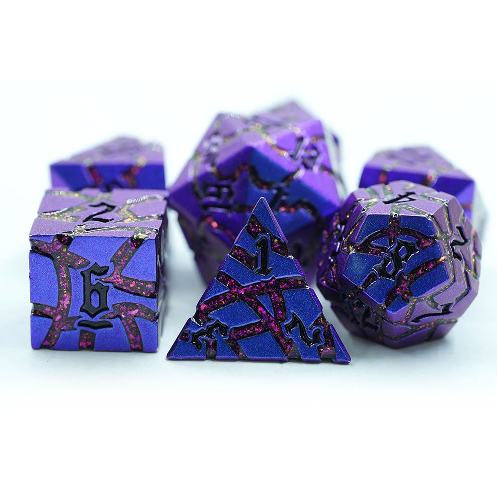 Board Game Dice Set Polyhedral Metal Mica Crack Dice 7pcs
