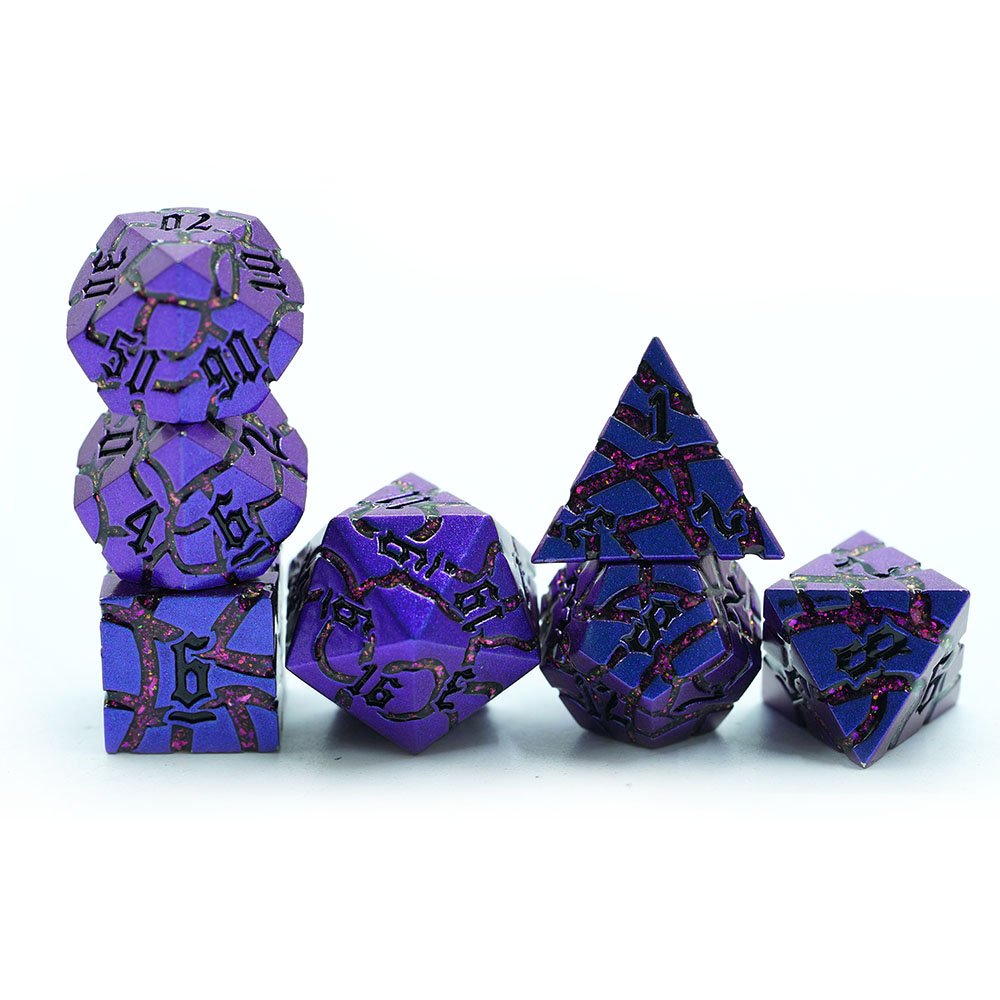 Board Game Dice Set Polyhedral Metal Mica Crack Dice 7pcs