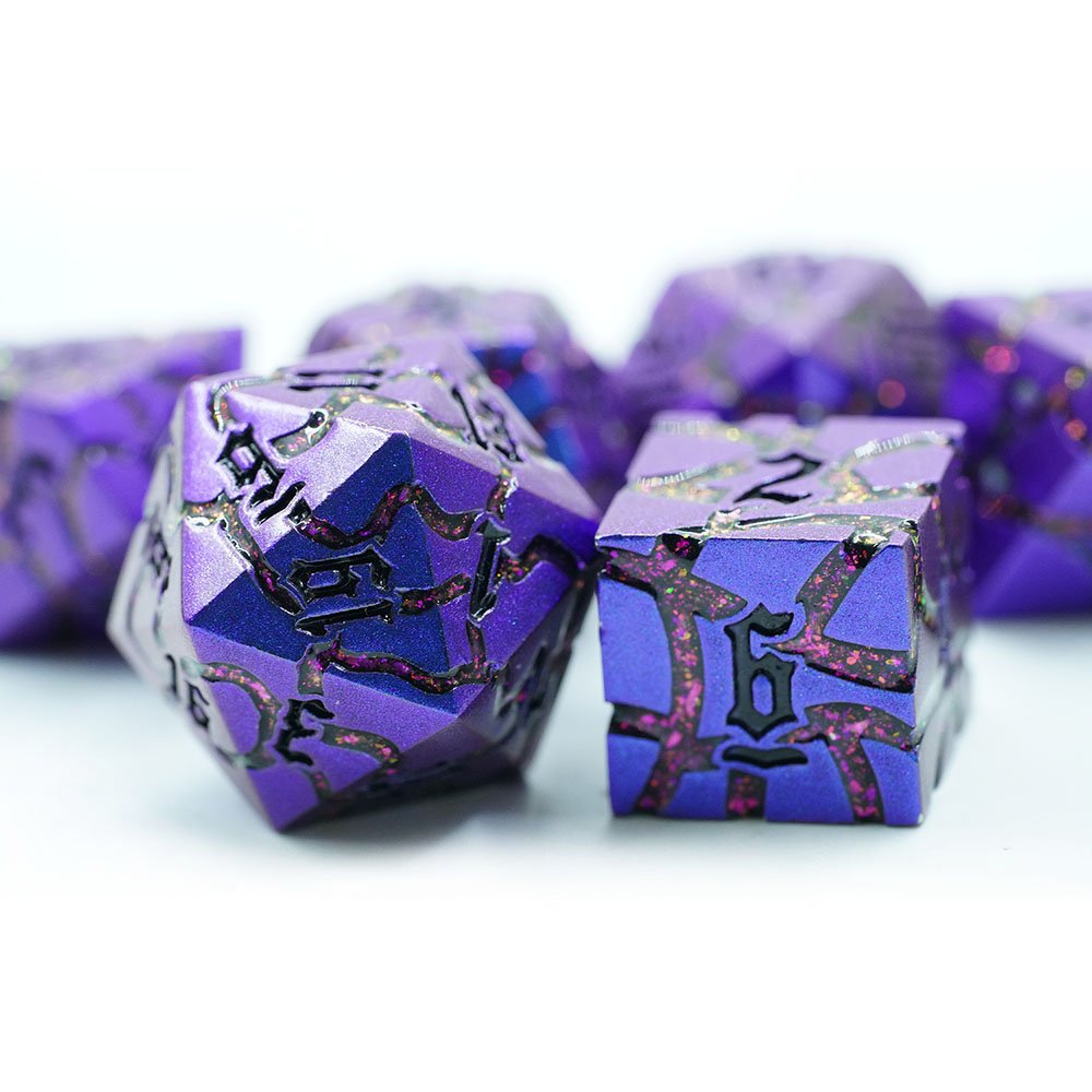 Board Game Dice Set Polyhedral Metal Mica Crack Dice 7pcs