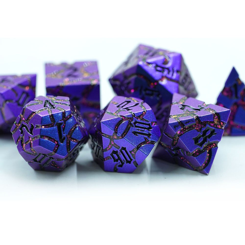 Board Game Dice Set Polyhedral Metal Mica Crack Dice 7pcs