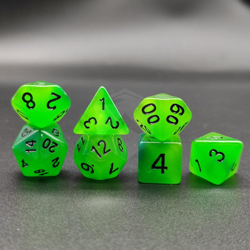 Luminous Fluorescent double colors 7pcs per rpg dice set PMMA DND TRPG game plastic polyhedral dices DND dice