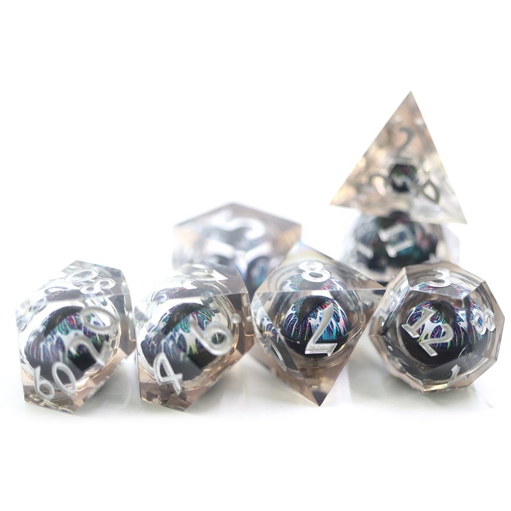 Polyhedral Sharp Edge 16mm Custom Resin Dice Set Dnd Rpg moving dragon eye dice