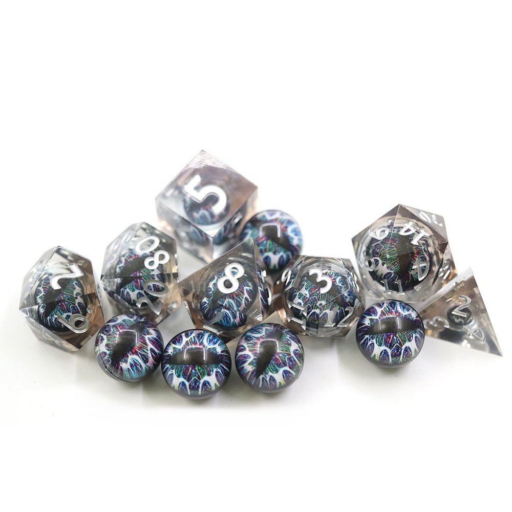 Polyhedral Sharp Edge 16mm Custom Resin Dice Set Dnd Rpg moving dragon eye dice