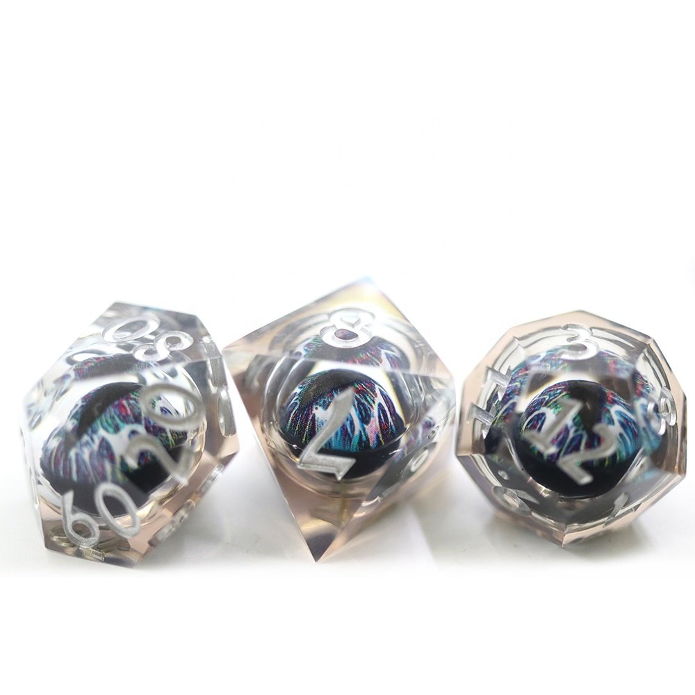 Polyhedral Sharp Edge 16mm Custom Resin Dice Set Dnd Rpg moving dragon eye dice