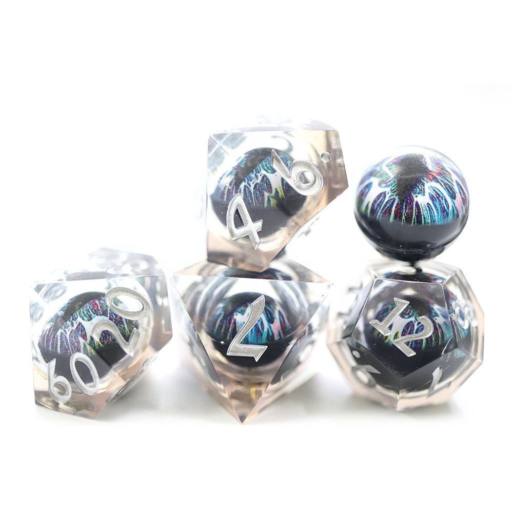 Polyhedral Sharp Edge 16mm Custom Resin Dice Set Dnd Rpg moving dragon eye dice