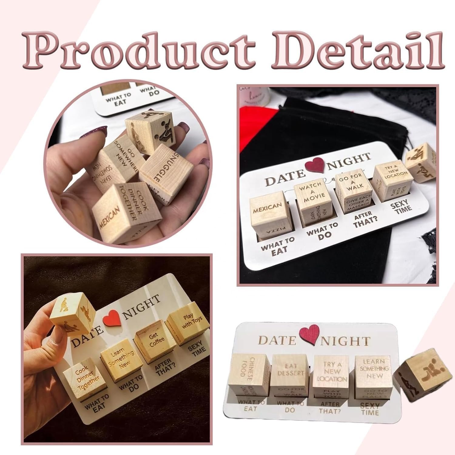 Date Night Dice for Couples Fun Night Dating Decision Dice Wooden Couple Dating Fun Dice Sex Toys