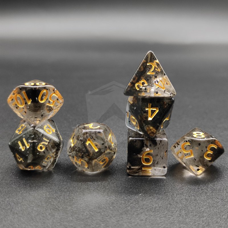 New Design Acrylic Polyhedral Dice Set 7pcs DND RPG Board Game Resin Sharp Edge Transparent Colorful Dice