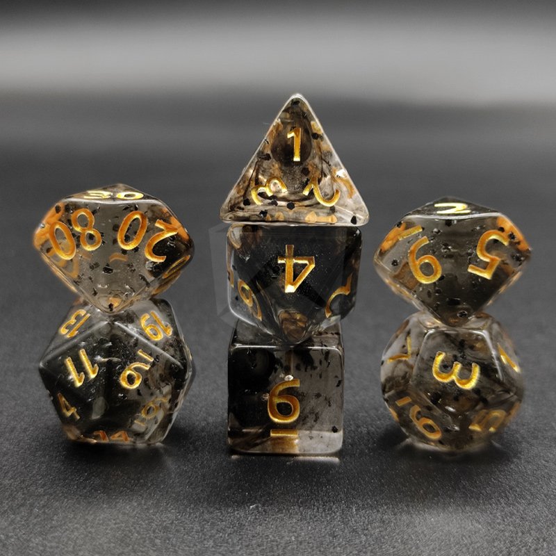 New Design Acrylic Polyhedral Dice Set 7pcs DND RPG Board Game Resin Sharp Edge Transparent Colorful Dice
