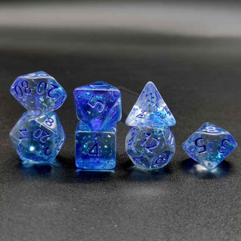 New Design Acrylic Polyhedral Dice Set 7pcs DND RPG Board Game Resin Sharp Edge Transparent Colorful Dice