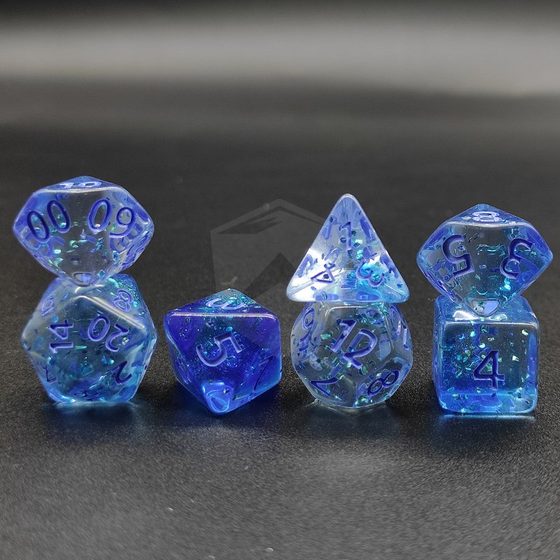 New Design Acrylic Polyhedral Dice Set 7pcs DND RPG Board Game Resin Sharp Edge Transparent Colorful Dice