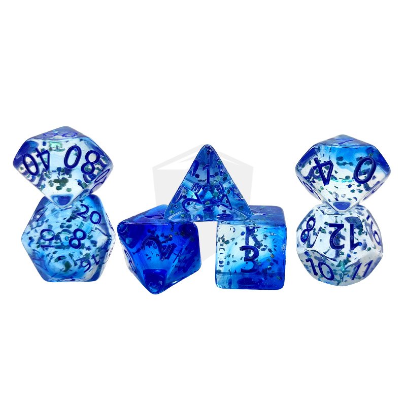 New Design Acrylic Polyhedral Dice Set 7pcs DND RPG Board Game Resin Sharp Edge Transparent Colorful Dice