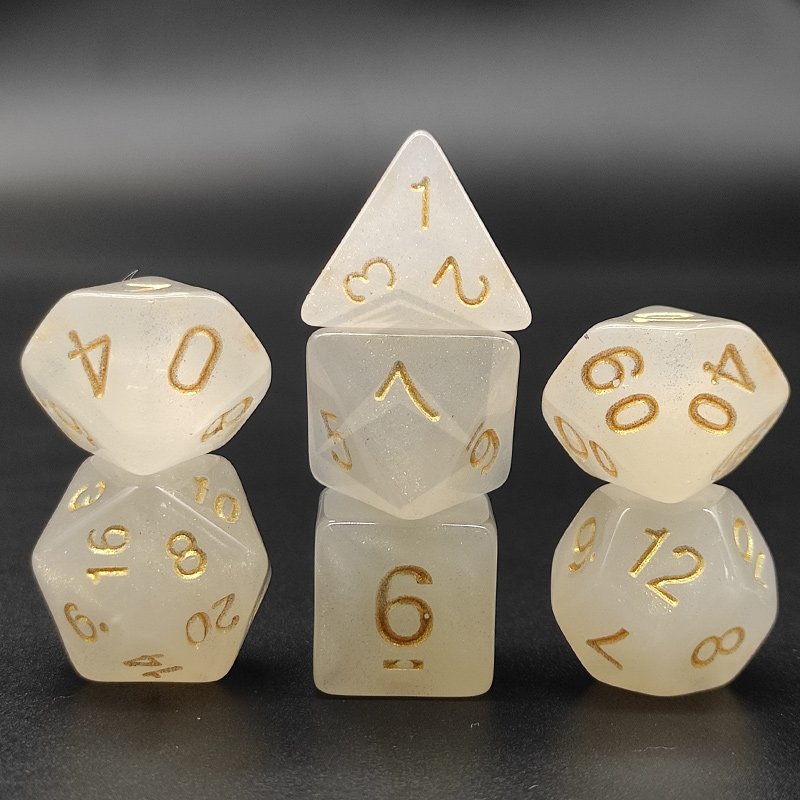 DND Rpg Acrylic Polyhedral Dice Set 7pcs Sparkling Plastic Acrylic Dice For Board Game