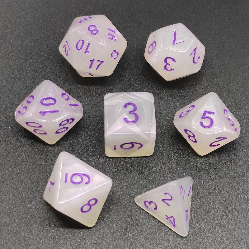 DND Rpg Acrylic Polyhedral Dice Set 7pcs Sparkling Plastic Acrylic Dice For Board Game