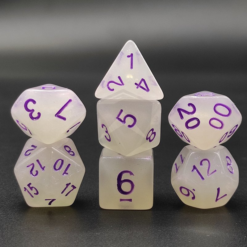 DND Rpg Acrylic Polyhedral Dice Set 7pcs Sparkling Plastic Acrylic Dice For Board Game
