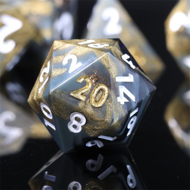 MINI PLANET Custom Resin Dragon and Dungeon RPG Dice Set Sharp Edges Polyhedral Board Game Gift Dice for DND for Promotions