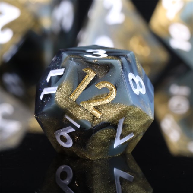 MINI PLANET Custom Resin Dragon and Dungeon RPG Dice Set Sharp Edges Polyhedral Board Game Gift Dice for DND for Promotions