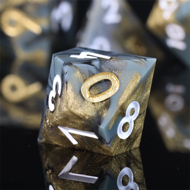 MINI PLANET Custom Resin Dragon and Dungeon RPG Dice Set Sharp Edges Polyhedral Board Game Gift Dice for DND for Promotions