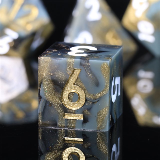 MINI PLANET Custom Resin Dragon and Dungeon RPG Dice Set Sharp Edges Polyhedral Board Game Gift Dice for DND for Promotions