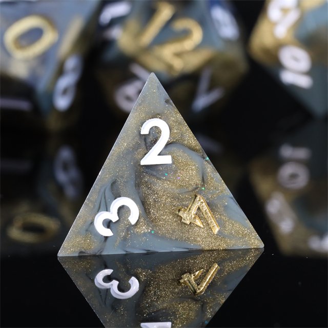 MINI PLANET Custom Resin Dragon and Dungeon RPG Dice Set Sharp Edges Polyhedral Board Game Gift Dice for DND for Promotions