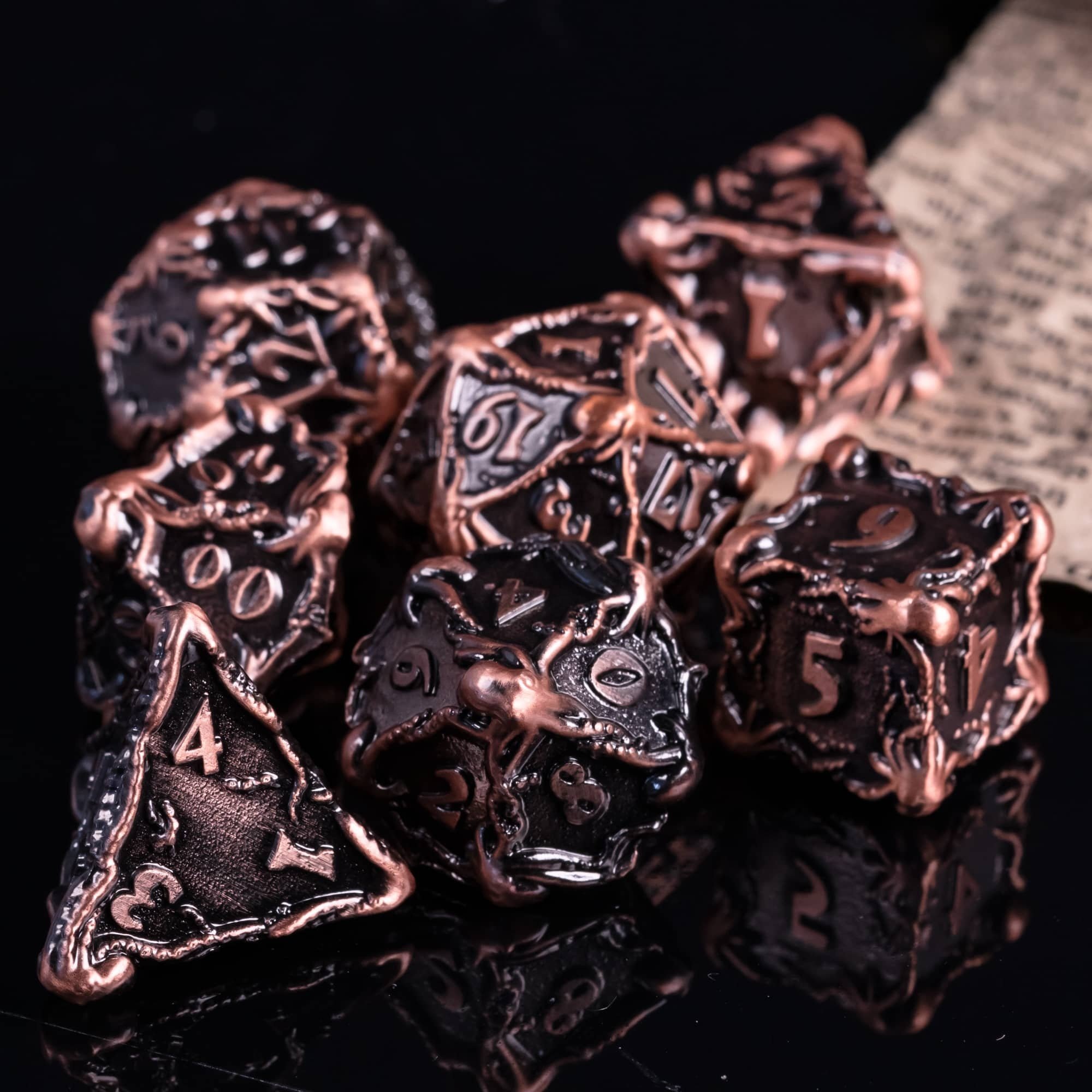 Udixi Polyhedral custom logo rpg dungeons and dragons metal dice game set octopus
