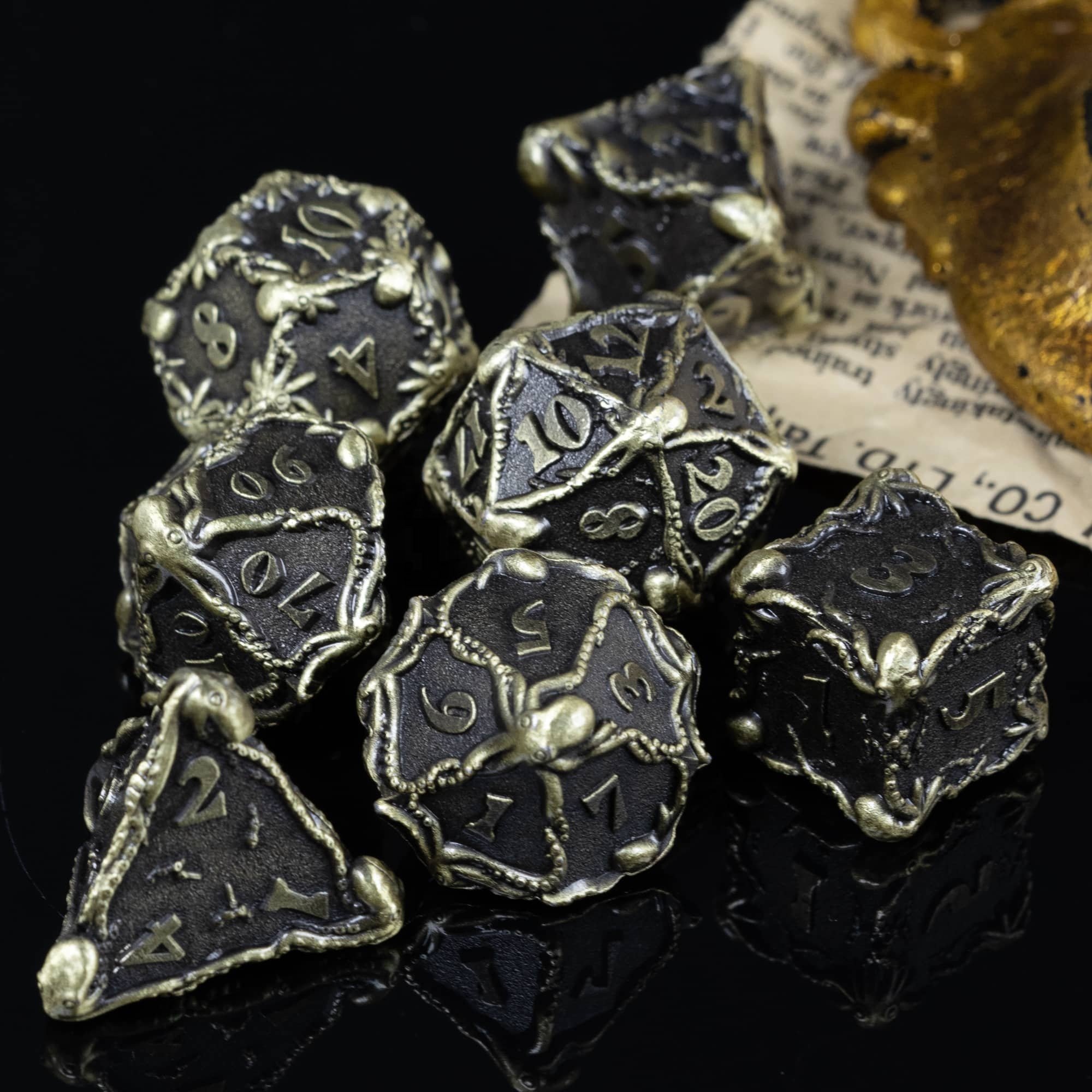Udixi Polyhedral custom logo rpg dungeons and dragons metal dice game set octopus
