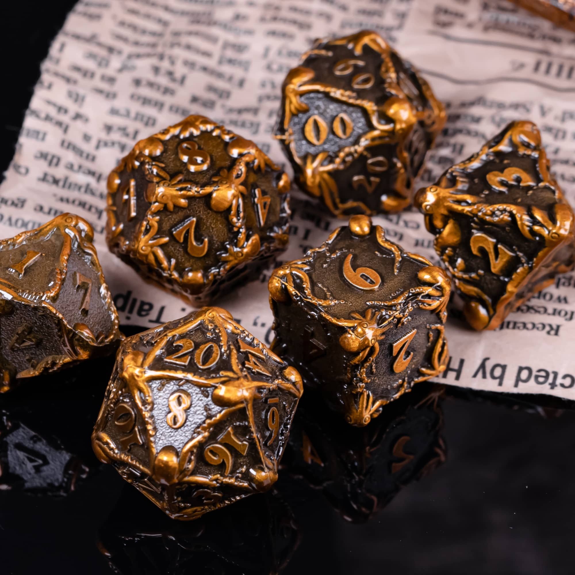 Udixi Polyhedral custom logo rpg dungeons and dragons metal dice game set octopus