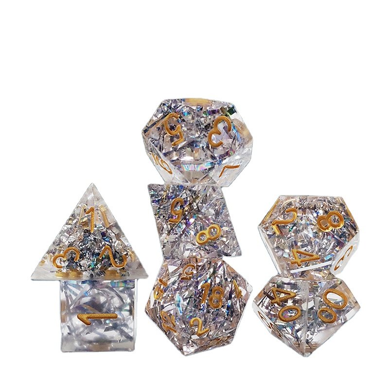 Custom Engraved Logo Resin Dice Bulk Colored 16Mm Transparent Polyhedral Rpg Dnd Board Game Dice