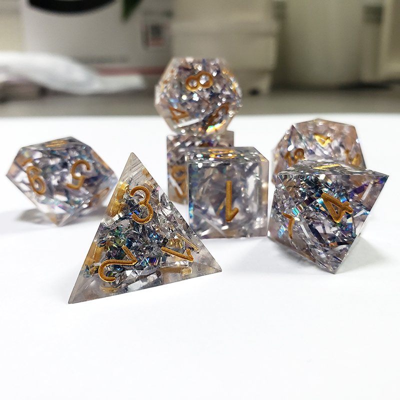 Custom Engraved Logo Resin Dice Bulk Colored 16Mm Transparent Polyhedral Rpg Dnd Board Game Dice