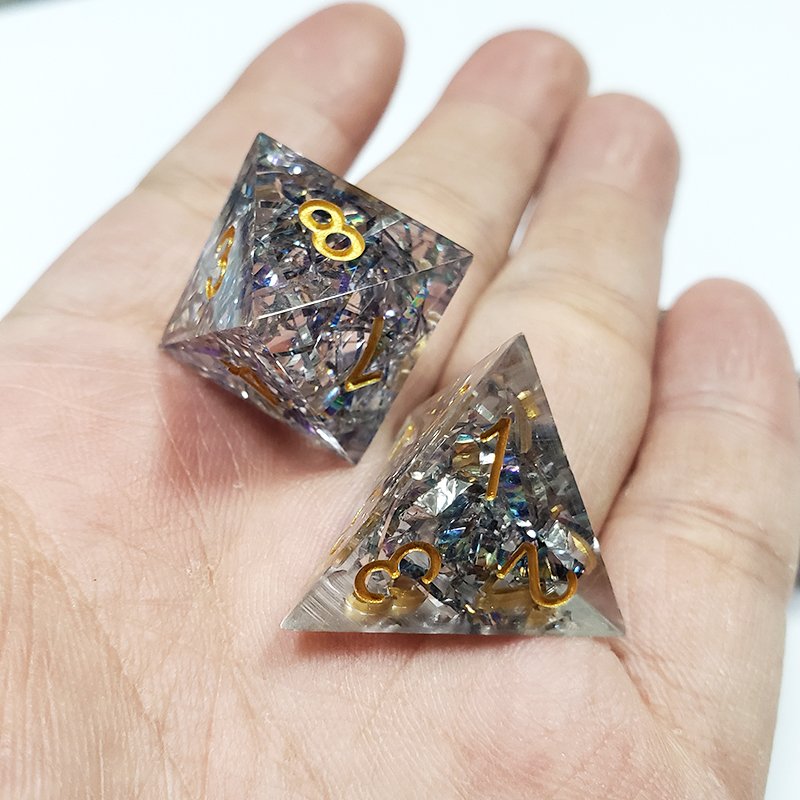 Custom Engraved Logo Resin Dice Bulk Colored 16Mm Transparent Polyhedral Rpg Dnd Board Game Dice