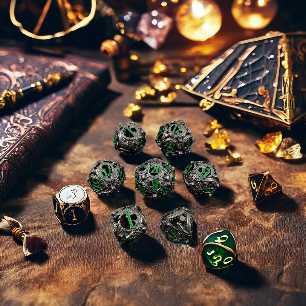 Mini Planet Wholesale RPG Board Games Handmade polyhedral Hollow Copper Metal 7pcs Dice Set Custom Logo for DND MTG Players