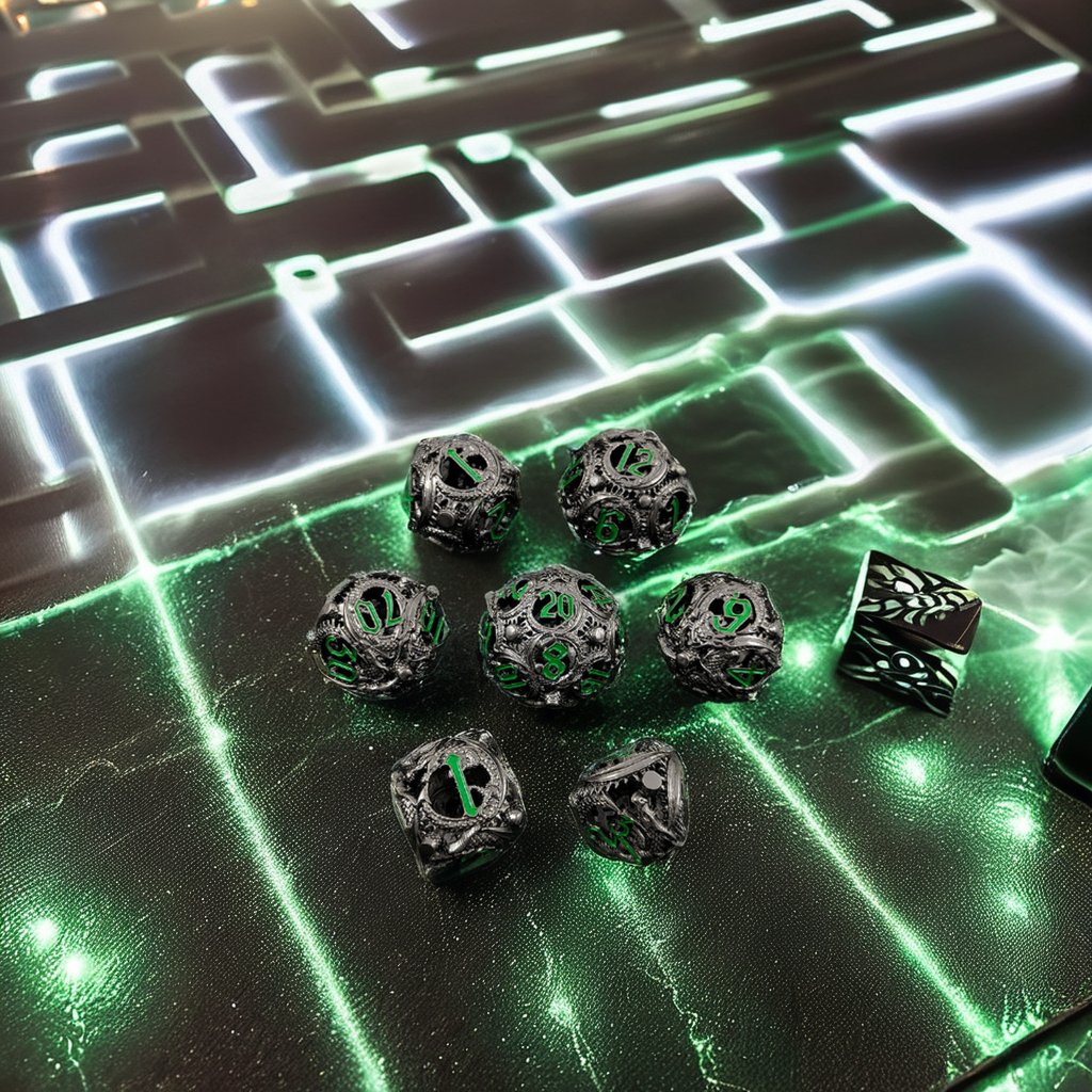 Mini Planet Wholesale RPG Board Games Handmade polyhedral Hollow Copper Metal 7pcs Dice Set Custom Logo for DND MTG Players