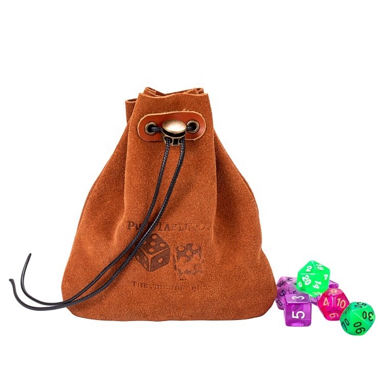 Custom Embossed Logo Faux Sueded Drawstring Pouch Small Gift Dice Packaging Bag