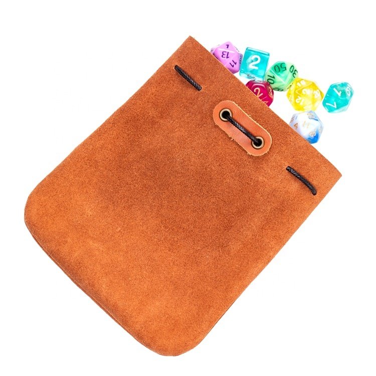 Custom Embossed Logo Faux Sueded Drawstring Pouch Small Gift Dice Packaging Bag