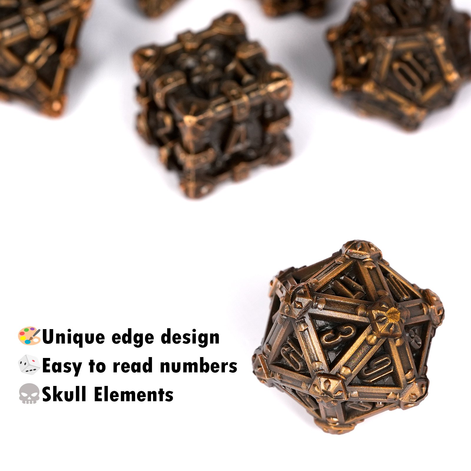 DND Dragon Skeleton Metal Dice Dragon 7PCS DND Dice Set Custom Metal dnd Dice for Dungeons and Dragon