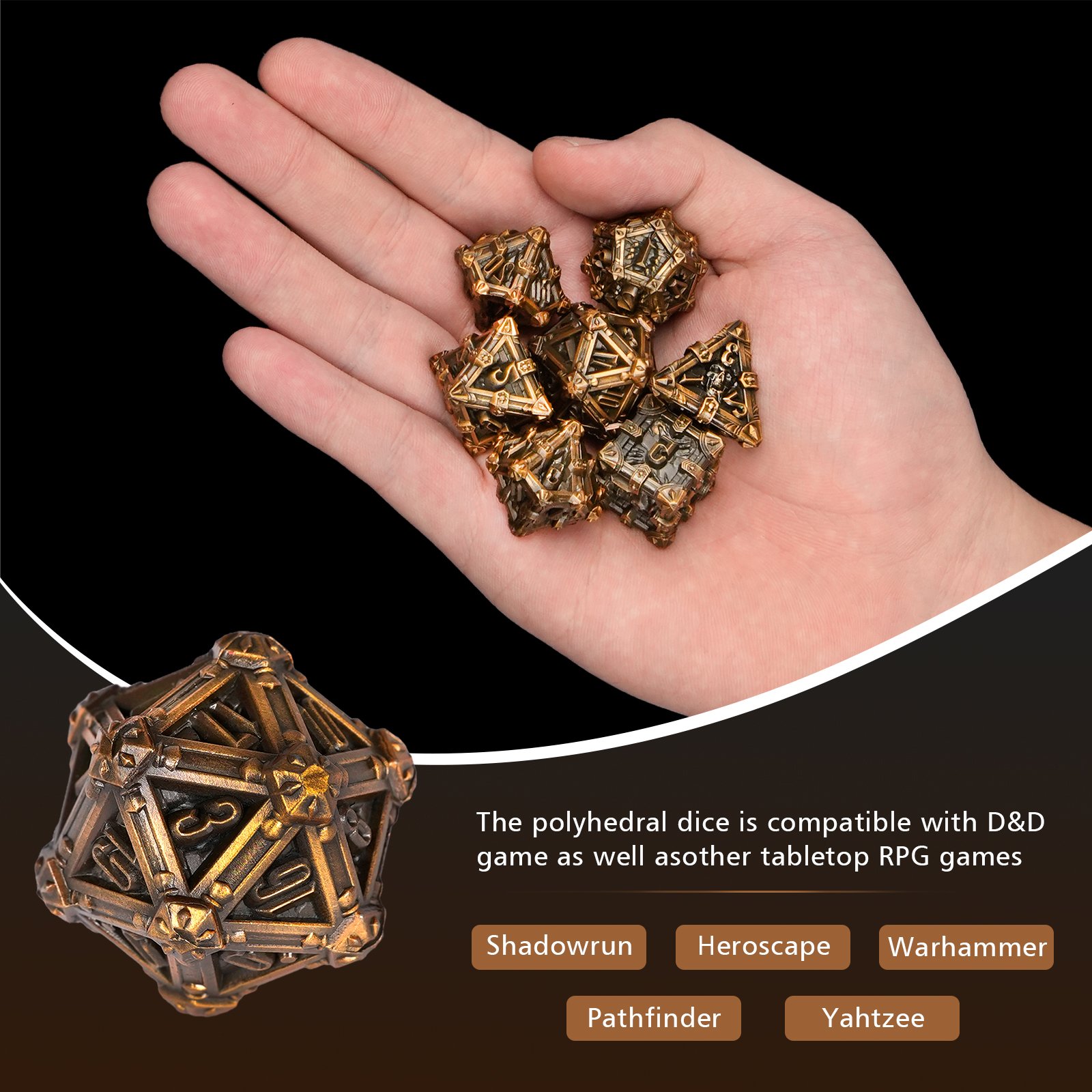 DND Dragon Skeleton Metal Dice Dragon 7PCS DND Dice Set Custom Metal dnd Dice for Dungeons and Dragon