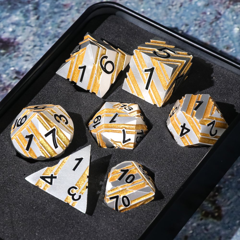 HD Dice Brand Polyhedral dice set Electroplated Silver metal dice for RPG game