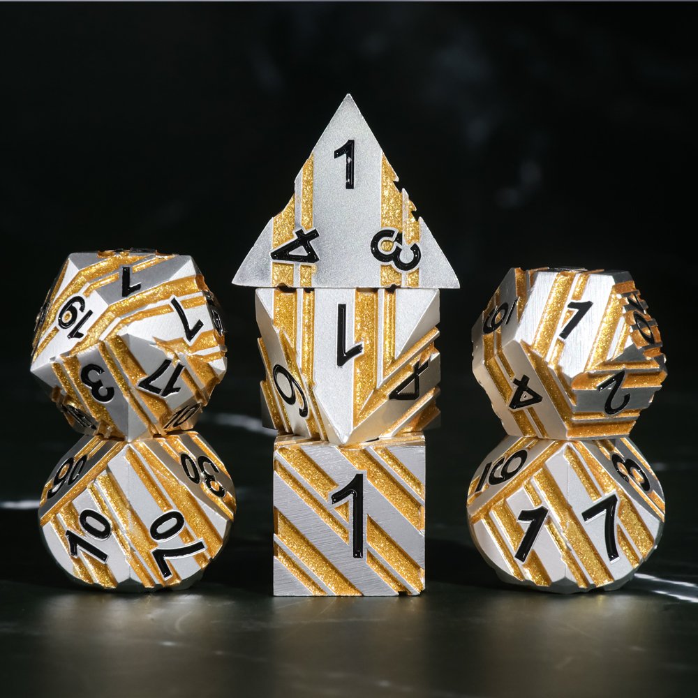 HD Dice Brand Polyhedral dice set Electroplated Silver metal dice for RPG game