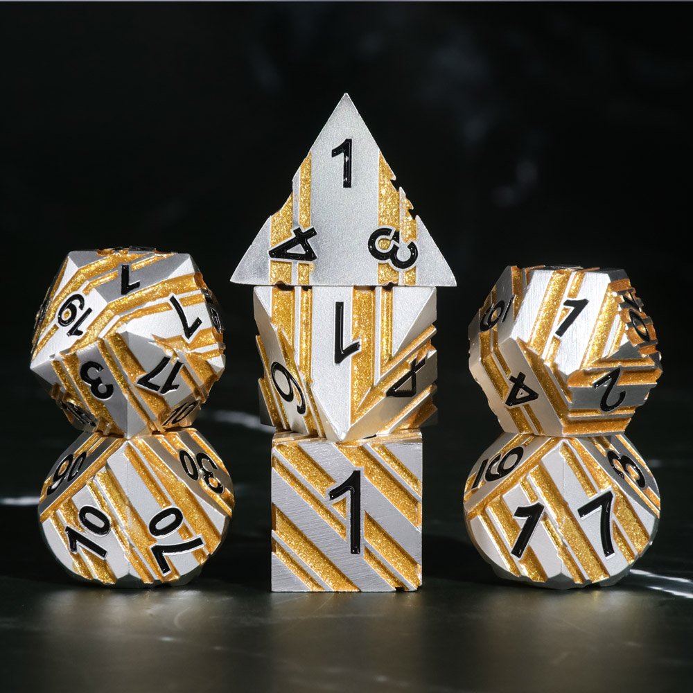 HD Dice Brand Polyhedral dice set Electroplated Silver metal dice for RPG game