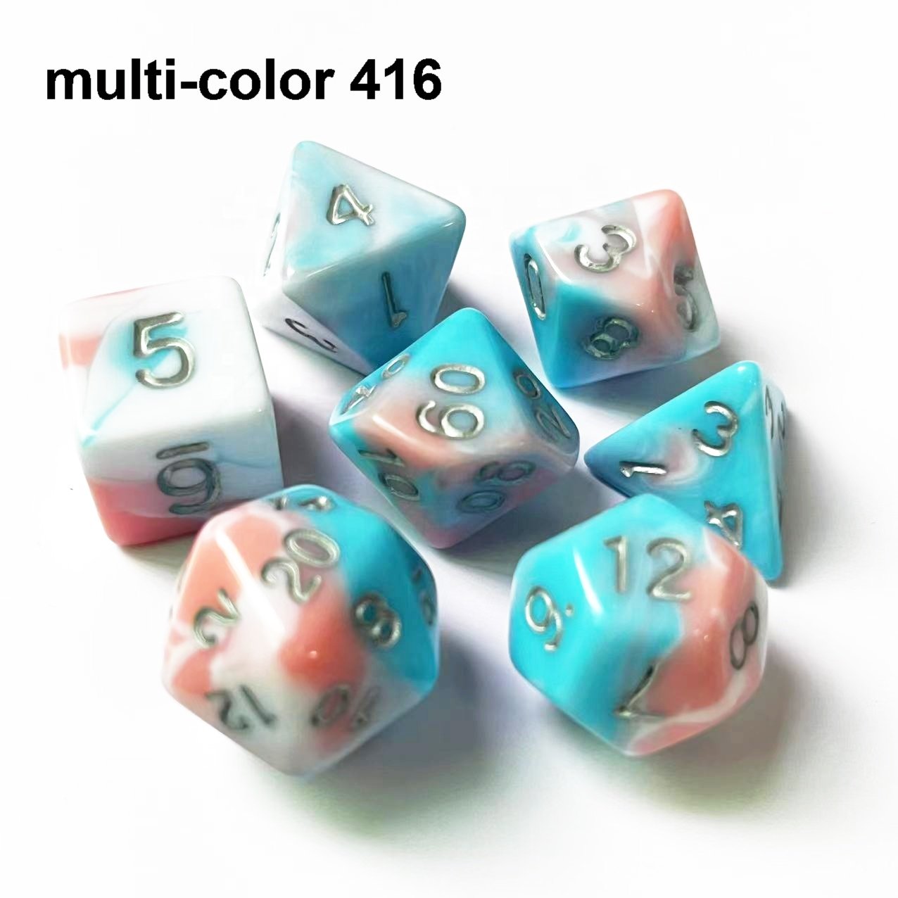 multi four colors DND polyhedral dices 7 pcs per set plastic dice for game playing sequence dice