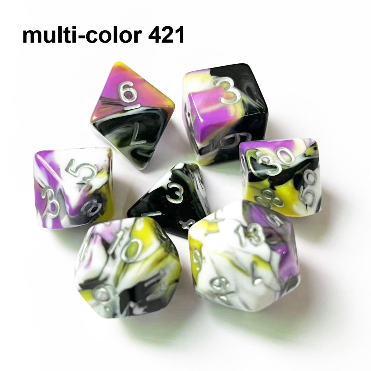 multi four colors DND polyhedral dices 7 pcs per set plastic dice for game playing sequence dice