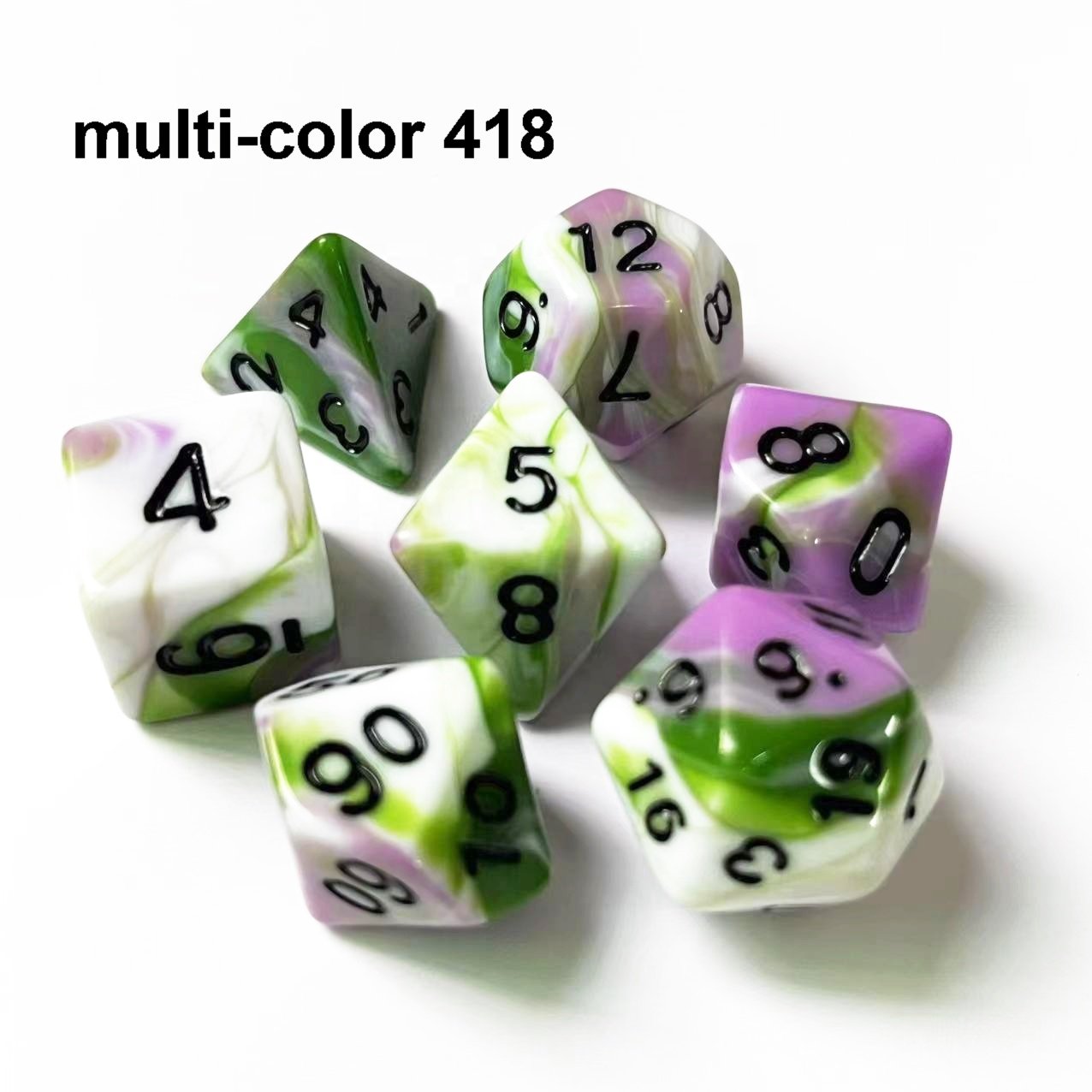 multi four colors DND polyhedral dices 7 pcs per set plastic dice for game playing sequence dice