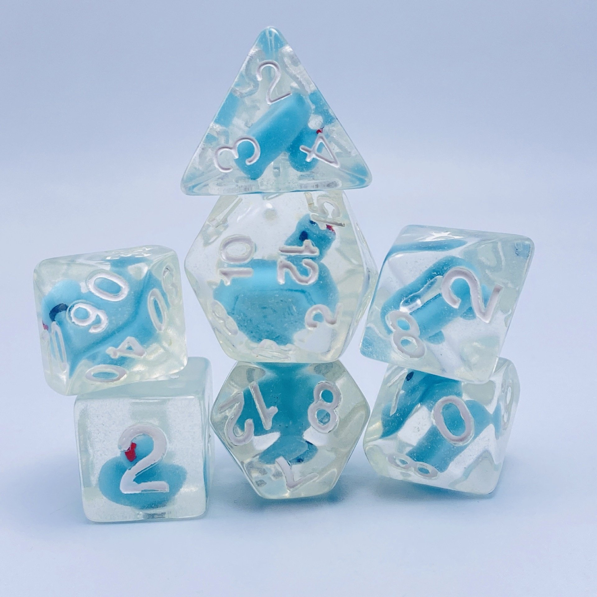 Unique 7-Piece Yellow Duck Polyhedral Resin DND Dice Set Liquid Core RPG Games Accessory