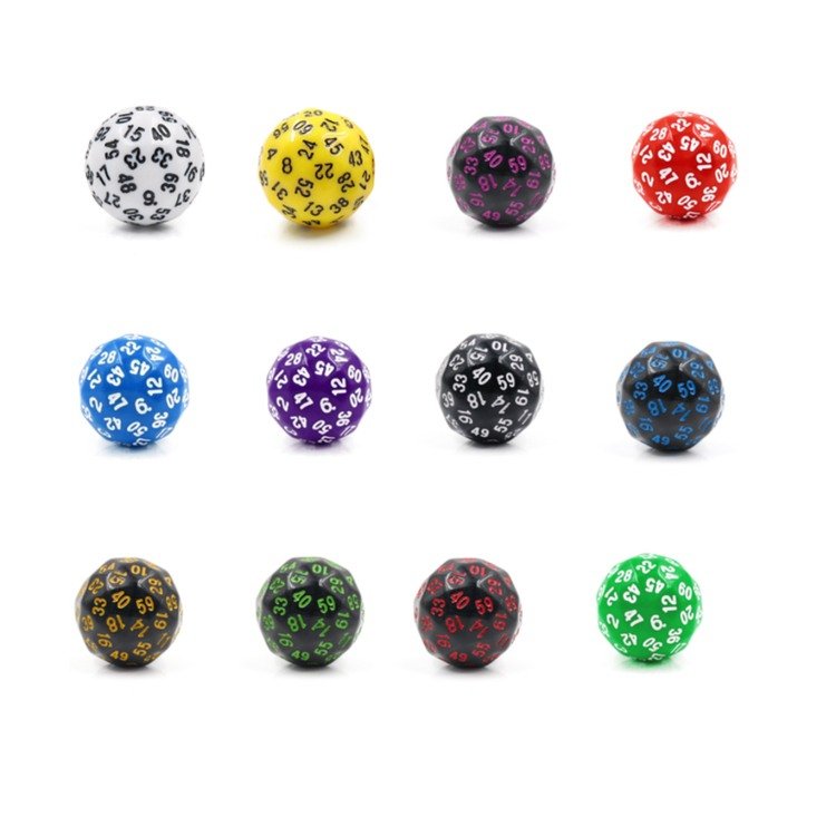 HS Dice 36mm 60 face Game Dice For Dungeons & Dragons Polyhedral D60 Multi Sided Acrylic Dice gift for TRPG game lovers