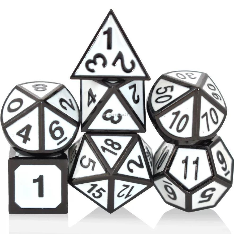 WD Factory Customization Metal enamel dice bar supplies KTV mahjong chess 7-piece set noctilucence dice